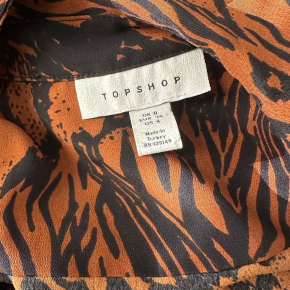 Topshop Animal Print Cheetah Blouse Button Down Mesh US 4 - Picture 5 of 5